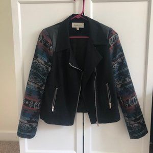 Daniel Rainn Moto Jacket with Tribal Sleeves - Size S